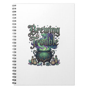 Brewing Trouble Cauldron Dragon Alchemy Crystals H Notebook