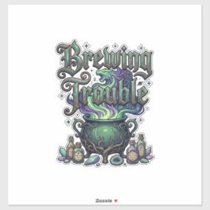 Brewing Trouble Cauldron Dragon Alchemy Crystals H Sticker
