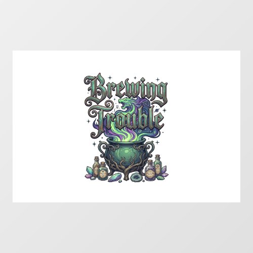 Brewing Trouble Cauldron Dragon Alchemy Crystals H Window Cling