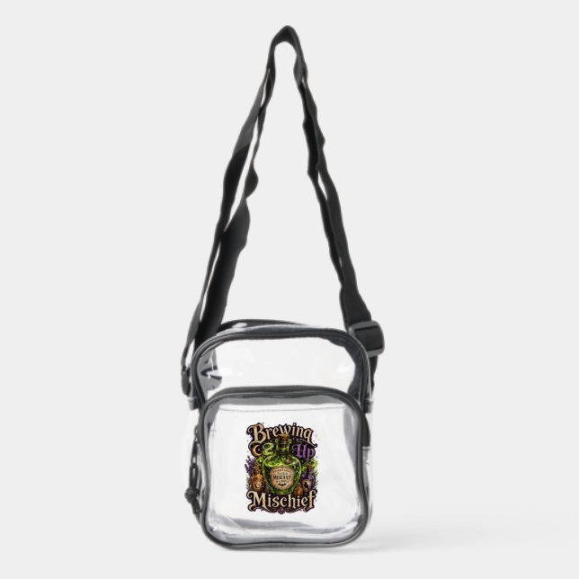 “Brewing Up Mischief” Clear Crossbody Bag (Front)