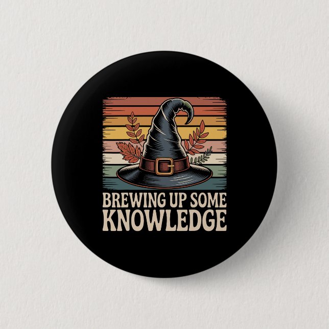 Brewing Up Some Knowledge Halloween Design  Button (Front)