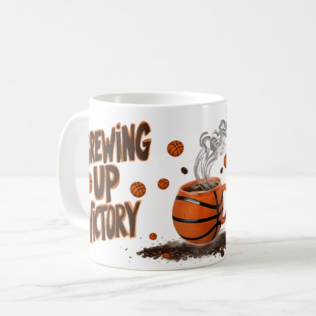 Brewing up Victory Basketball Enthusiasts Coffee Mug (Front Left)