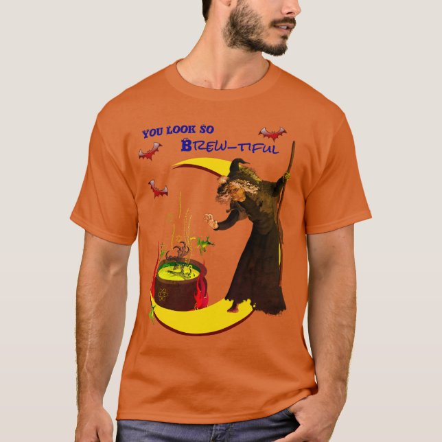 Brewing Up Witchcraft Orange Unisex T-Shirt (Front)