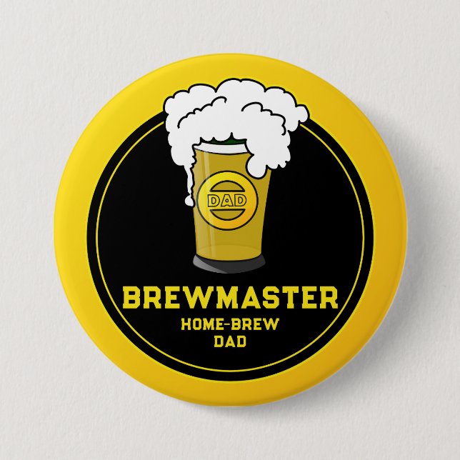 Brewmaster Beer home-brew Dad Button (Front)