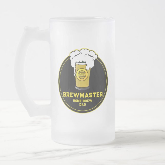 Brewmaster Beer home-brew Dad Frosted Glass Beer Mug (Left)