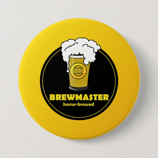 Brewmaster Beer home-brewed Dad Button (Front)