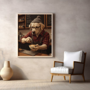 Brewmaster Lab In Red Flannel Poster