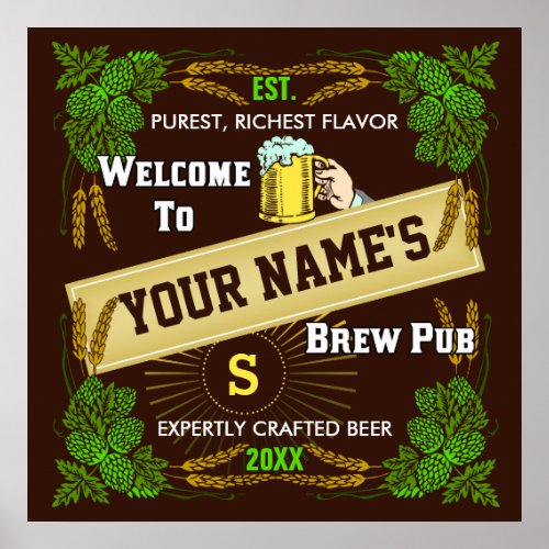 Brewpub  Beer Welcome Sign Personalized