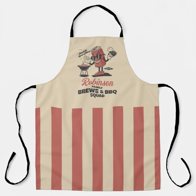 Brews And BBQ Squad Funny Barbeque Family Custom  Apron (Front)