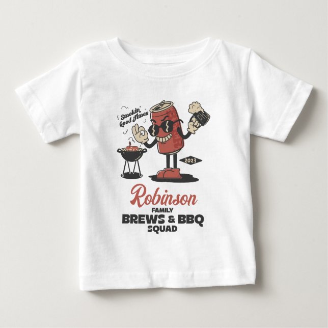 Brews And BBQ Squad Funny Barbeque Family Custom  Baby T-Shirt (Front)