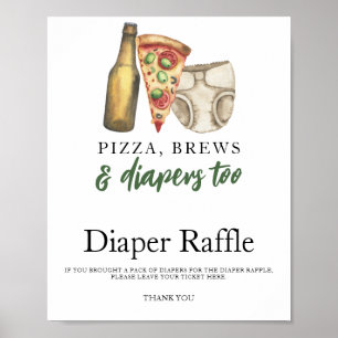 Brews and diapers Baby shower diaper raffle Poster
