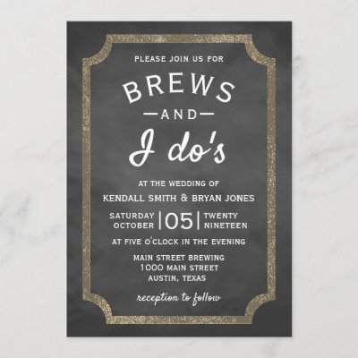 Brews and I Do's Brewery Chalkboard Wedding Invitation