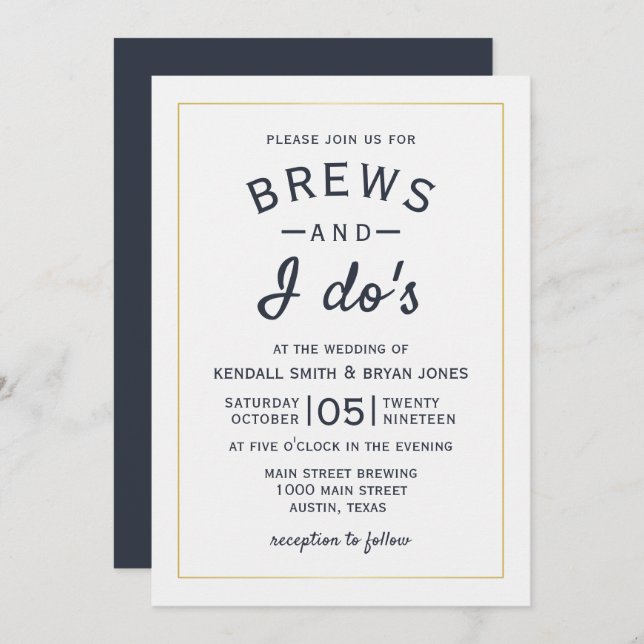 Brews and I Do's Brewery Wedding Invitation (Front/Back)