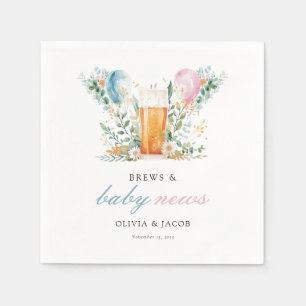 Brews & Baby News Gender Reveal Party Napkins