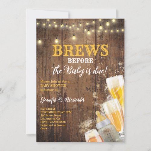 Brews Before Baby is Due Baby Shower Invitation