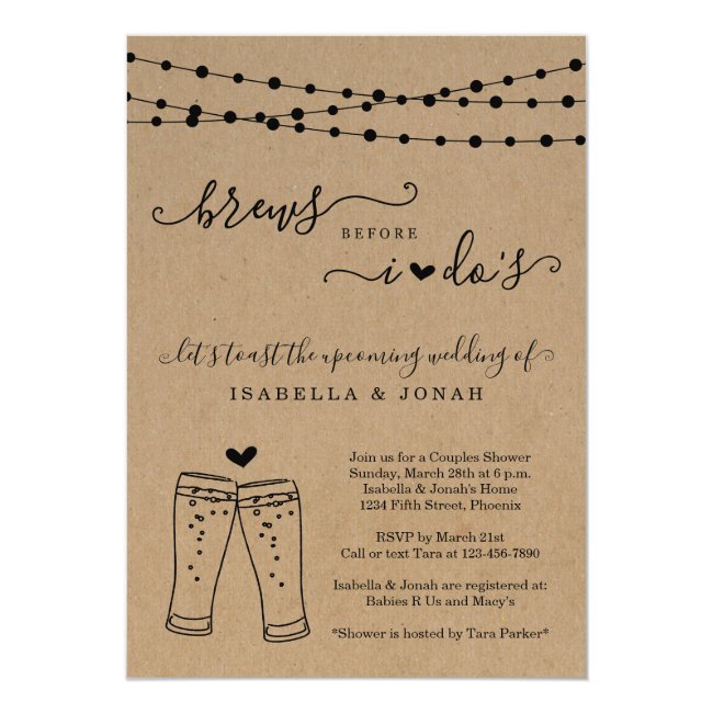 Brews Before I Do Couples Bridal Shower Invitation