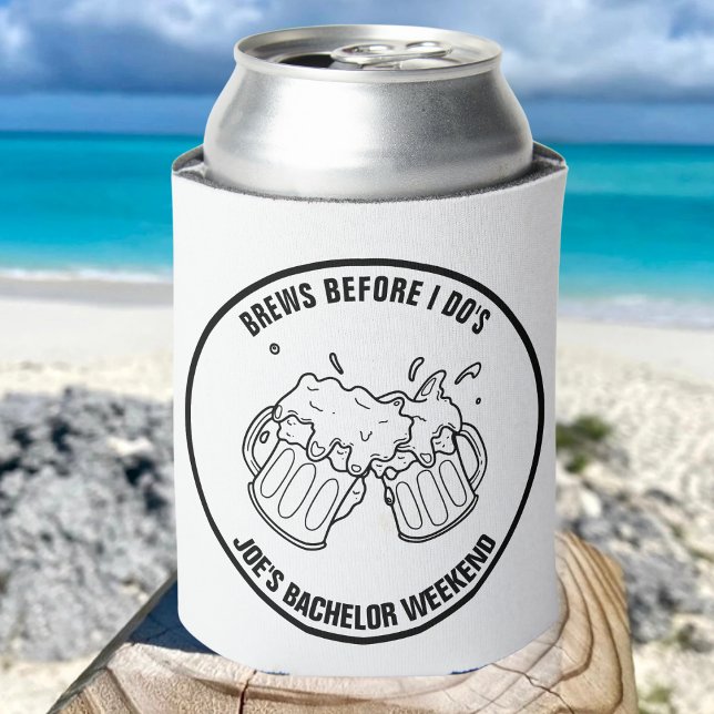 Brews Before I Do Custom Bachelor Party Groomsman Can Cooler (Creator Uploaded)