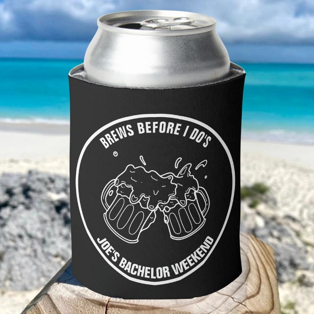 Brews Before I Do Custom Bachelor Party Groomsman Can Cooler (Creator Uploaded)