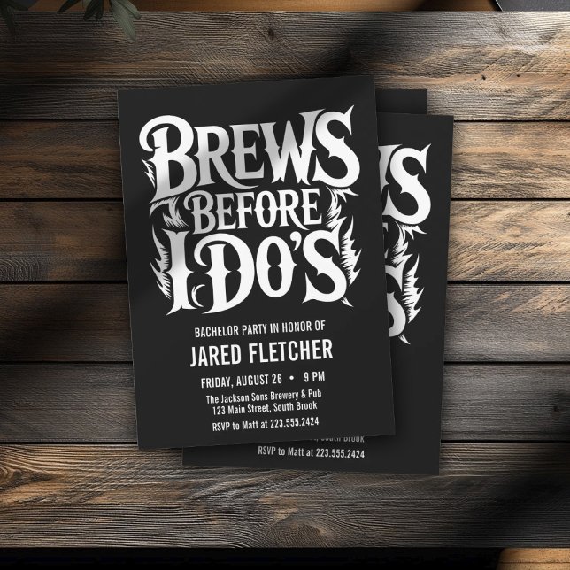 Brews Before I Do’s Rock N Roll Bachelor Party Invitation (Creator Uploaded)
