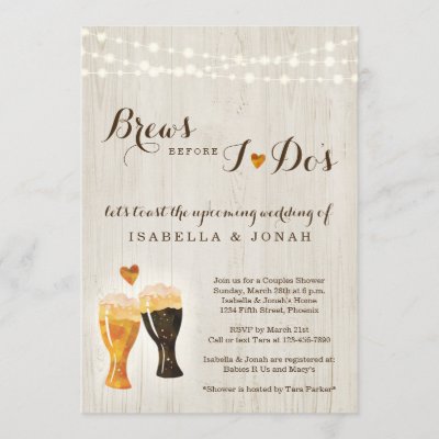Brews Before I do's Beer Brewery Couple Shower Invitation
