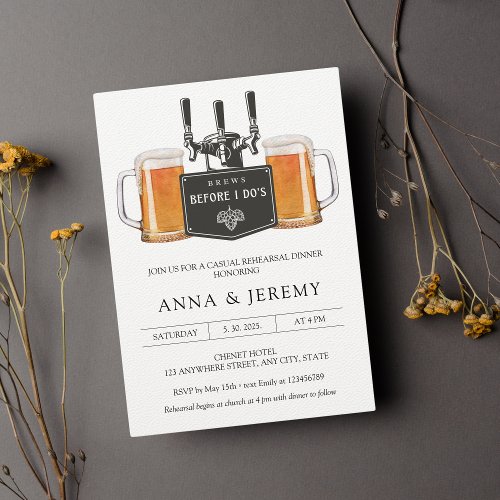 Brews before I dos Beer Casual Rehearsal Dinner Invitation