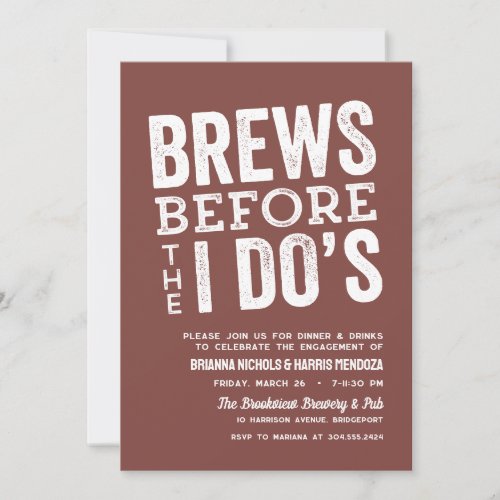 Brews before I Dos brewery engagement party brick Invitation