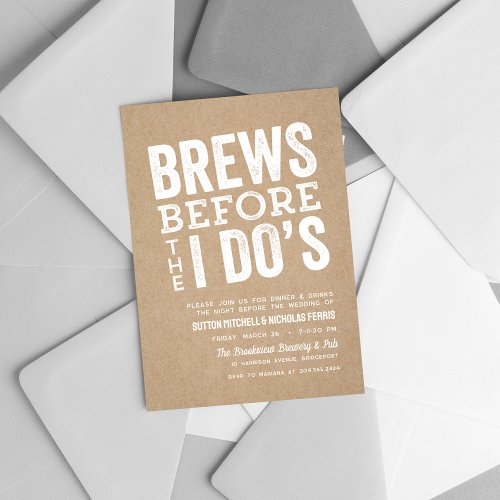 Brews before I Dos brewery rehearsal dinner Invitation