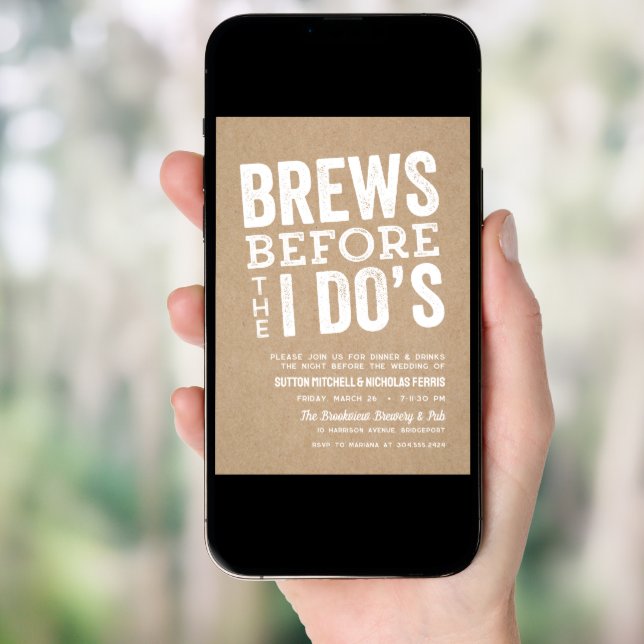 Brews before I Do's brewery rehearsal dinner Invitation (Front Digital)