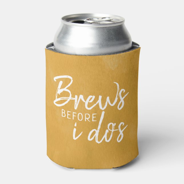 Brews Before I Do's Co-Ed Wedding Shower Can Cooler (Can Front)