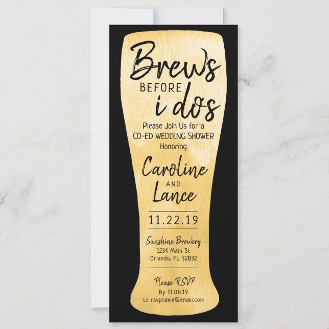 Brews Before I Do's Co-Ed Wedding Shower Invitation (Front)