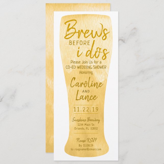 Brews Before I Do's Co-Ed Wedding Shower Invitation (Front/Back)