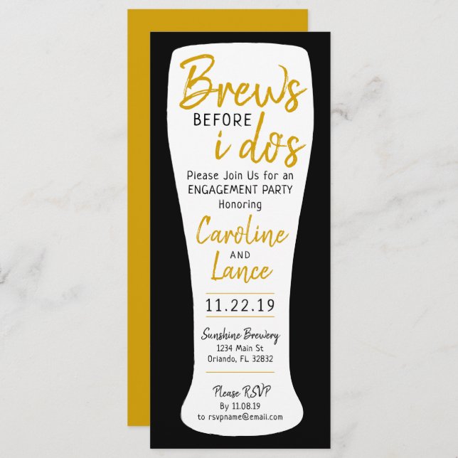 Brews Before I Do's Engagement Party Invitation (Front/Back)