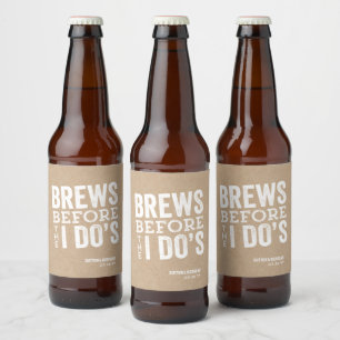 Brews before I Do's kraft personalized wedding Beer Bottle Label