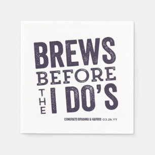 Brews before I Do's plum purple rehearsal dinner Napkins