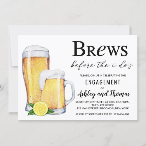 Brews Before the I Dos Engagement Party Invitation