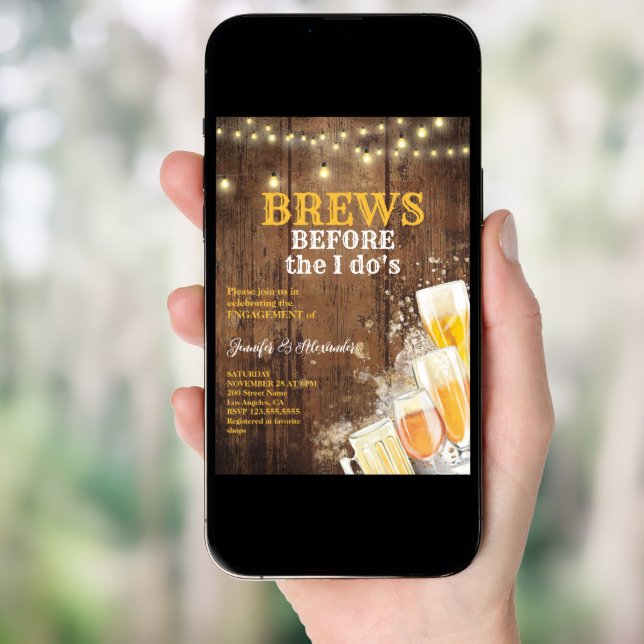 Brews Before The I Do's Engagement Party Invitation (Front Digital)
