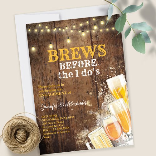 Brews Before The I Dos Engagement Party Invitation