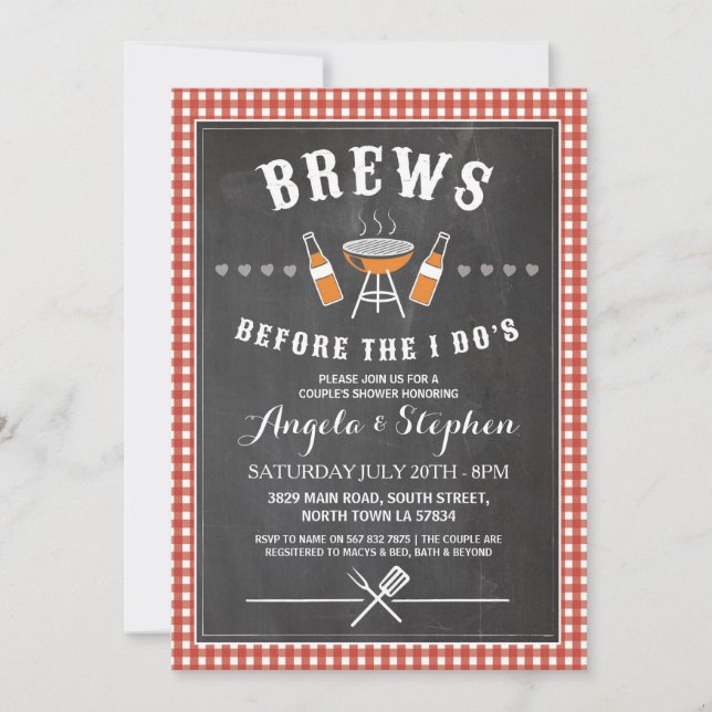 Brews Before The I Do's Engagement Red Invite (Front)