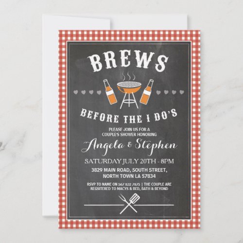 Brews Before The I Dos Engagement Red Invite