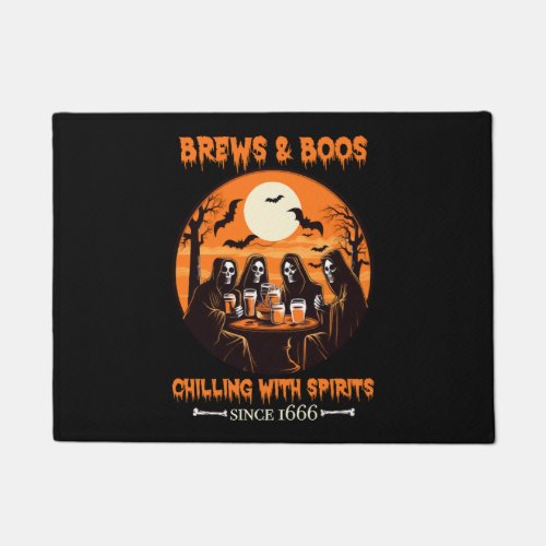 Brews  Boos _ Chilling Halloween Ghosts Beer Doormat
