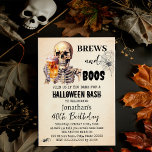 Brews & Boos Halloween Skull Beer Adult Birthday Invitation<br><div class="desc">Skeleton drinking beer Brews and Boos Adults Spooktacular Birthday Bash. Change text to design. For additional changes (font color,  font style),  click on personalize,  scroll down and click on the link "Edit using Design Tool".</div>