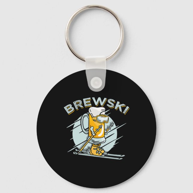 Brewski - Skiing Beer For Winter Sport  Keychain (Front)