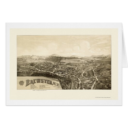 Brewster, NY Panoramic Map - 1887 Cards (Front Horizontal)
