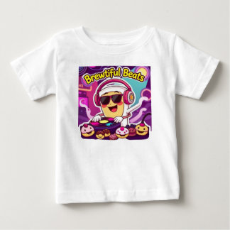 "Brewtiful Beats – DJ Coffee Cup Cartoon Sticker" Baby T-Shirt