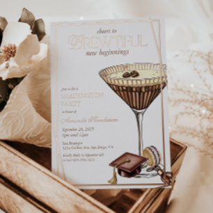 Brewtiful Espresso Martini Graduation Foil Invitation