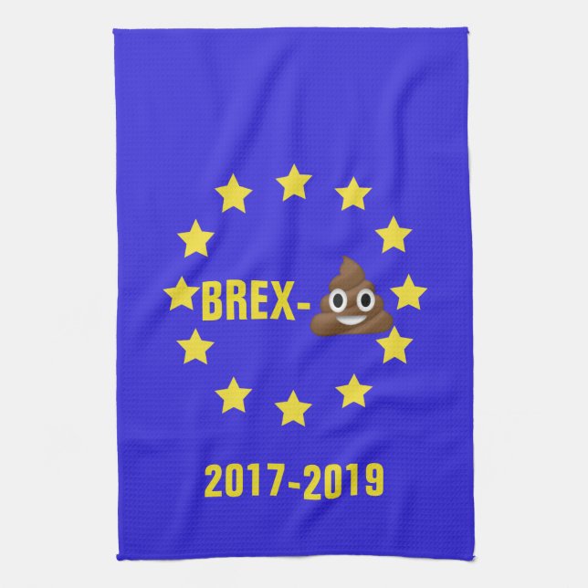 Brex-💩2017-2019 EU Flag/Brexit Tea Towel (Vertical)