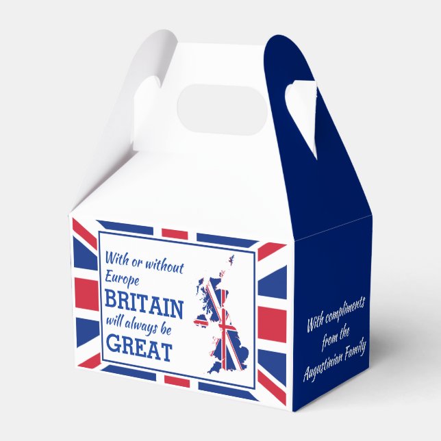 BREXIT Add Photo BRITAIN ALWAYS GREAT Union Jack Favor Boxes (Front Side)