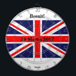 Brexit British Dartboard With Darts<br><div class="desc">British flag design,  hand painted and printed with the date of the triggering of article 50.</div>