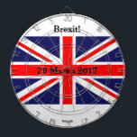 Brexit British Dartboard With Darts<br><div class="desc">British flag design,  hand painted and printed with the date of the triggering of article 50.</div>
