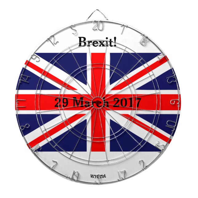 Brexit British Dartboard With Darts (Front)